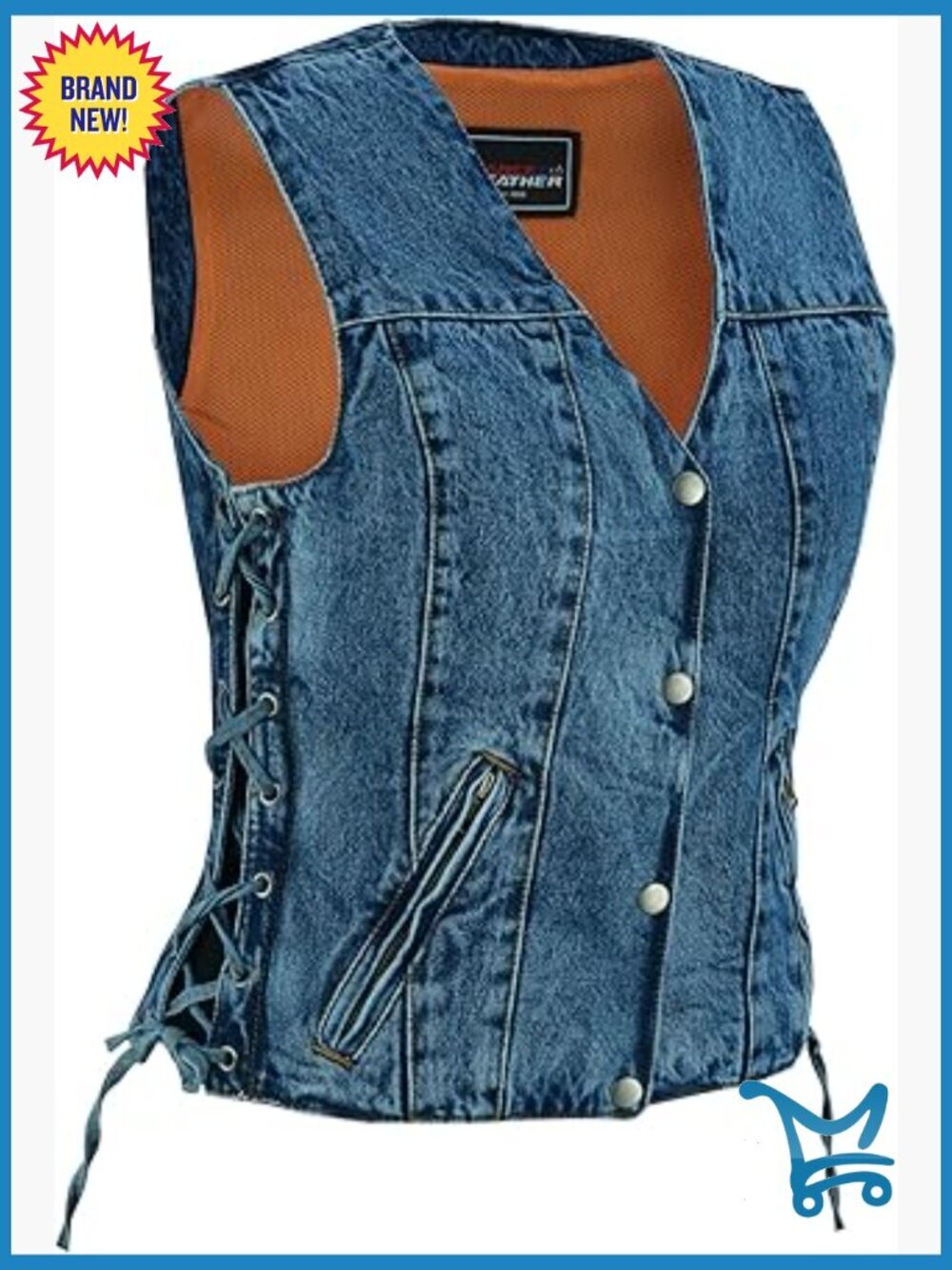 Sleeveless Denim Vest with Conceal Carry Pockets Motorcycle Vest